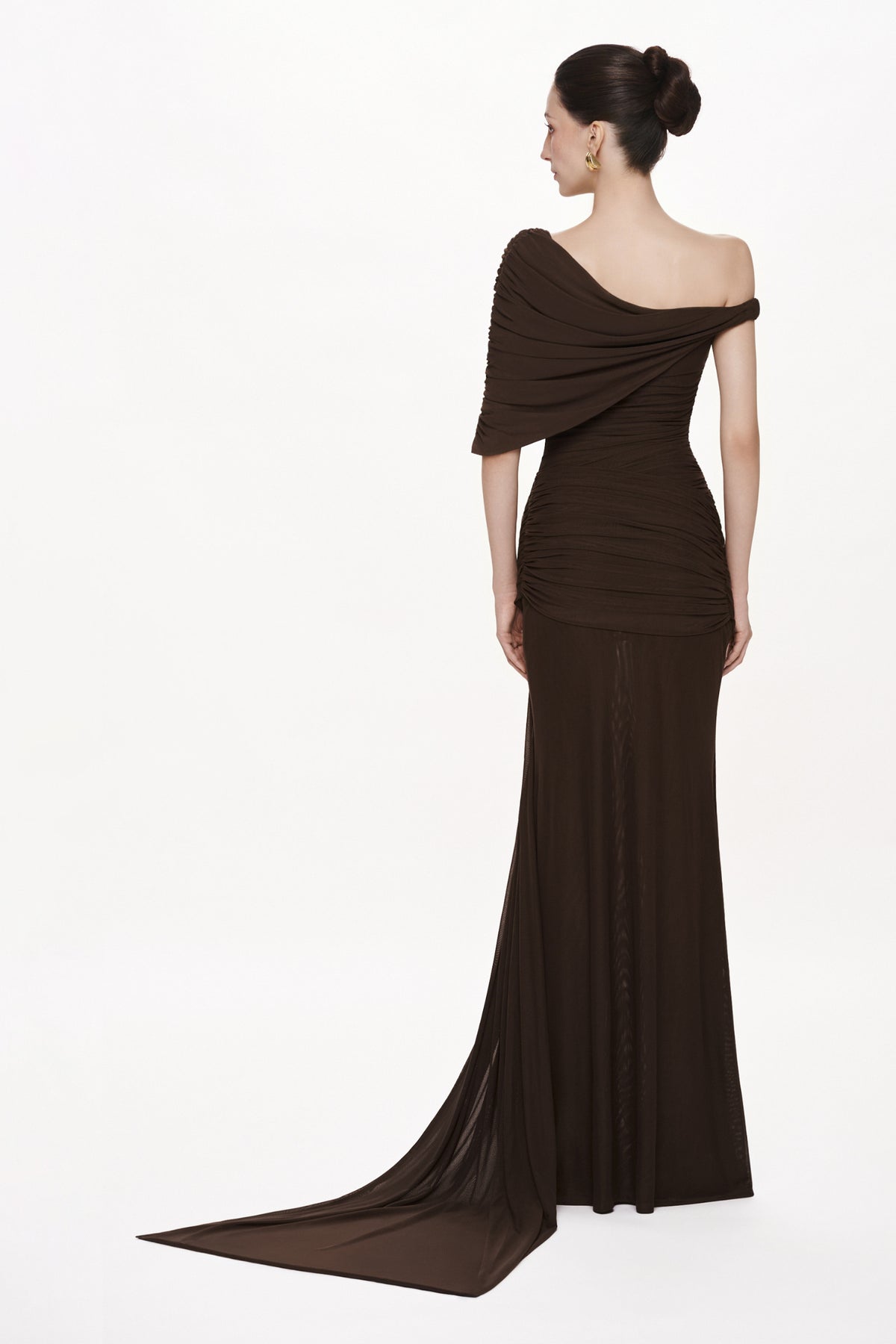 Ombre Noire Asymmetric Neck Maxi Dress