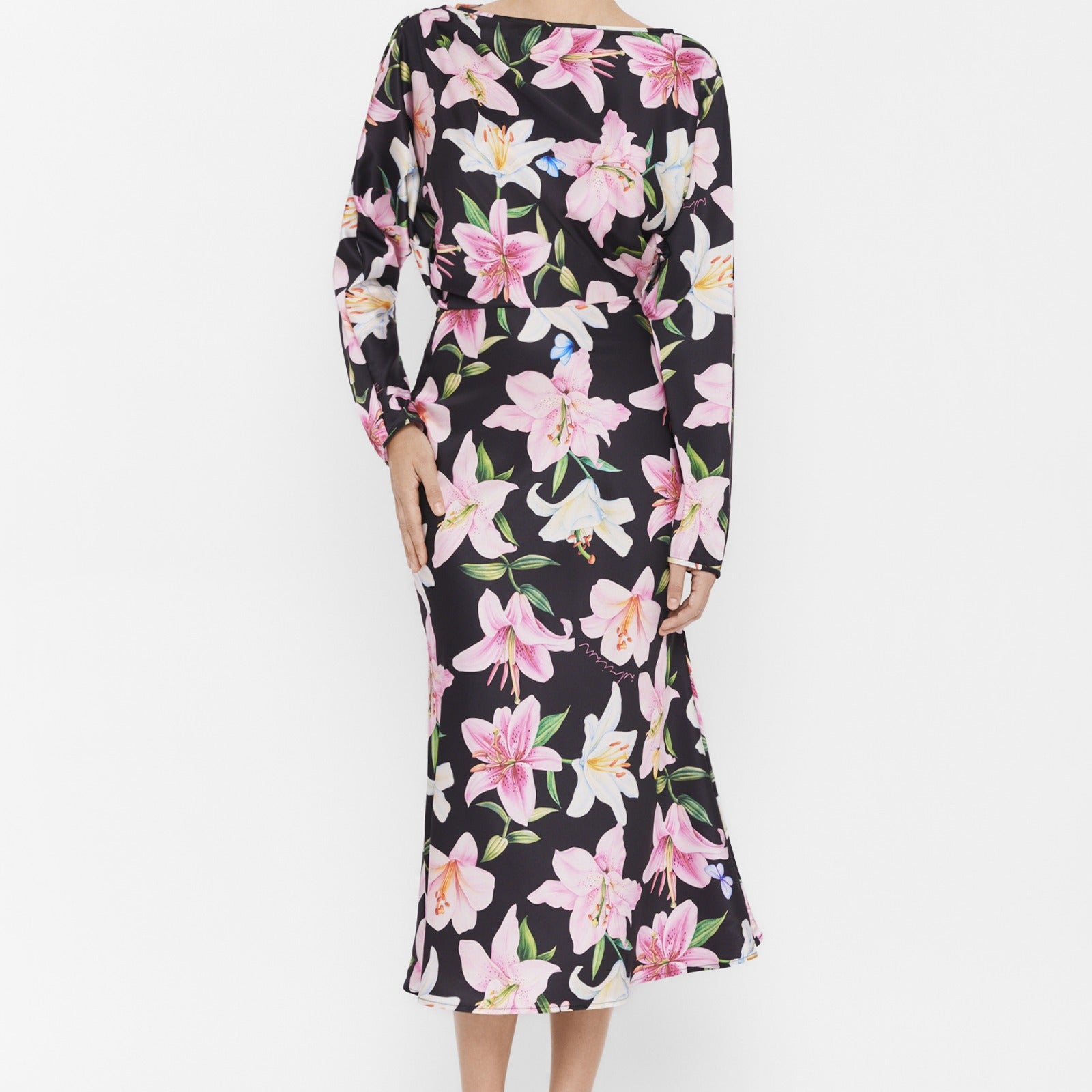 Camellia Boat Neck Midi Dress