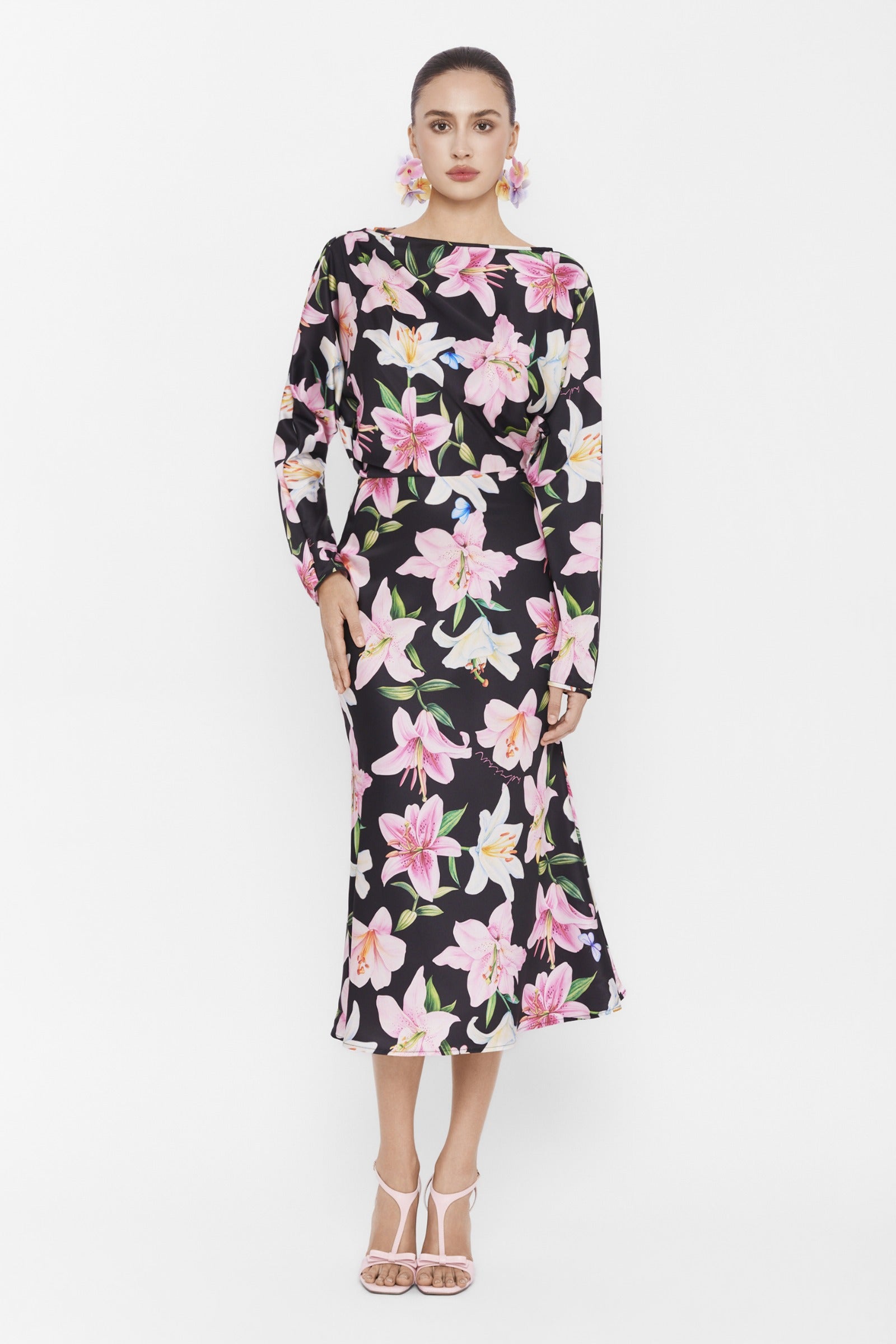 Camellia Boat Neck Midi Dress