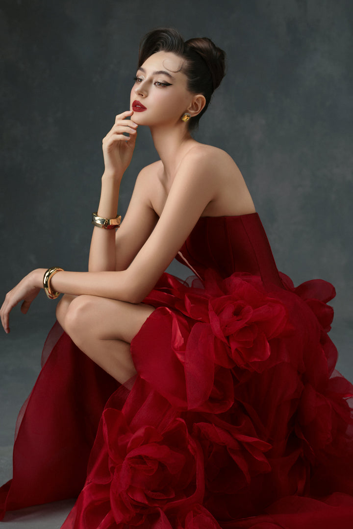 Kaela Ball Gown Applique Maxi Dress - MEAN BLVD