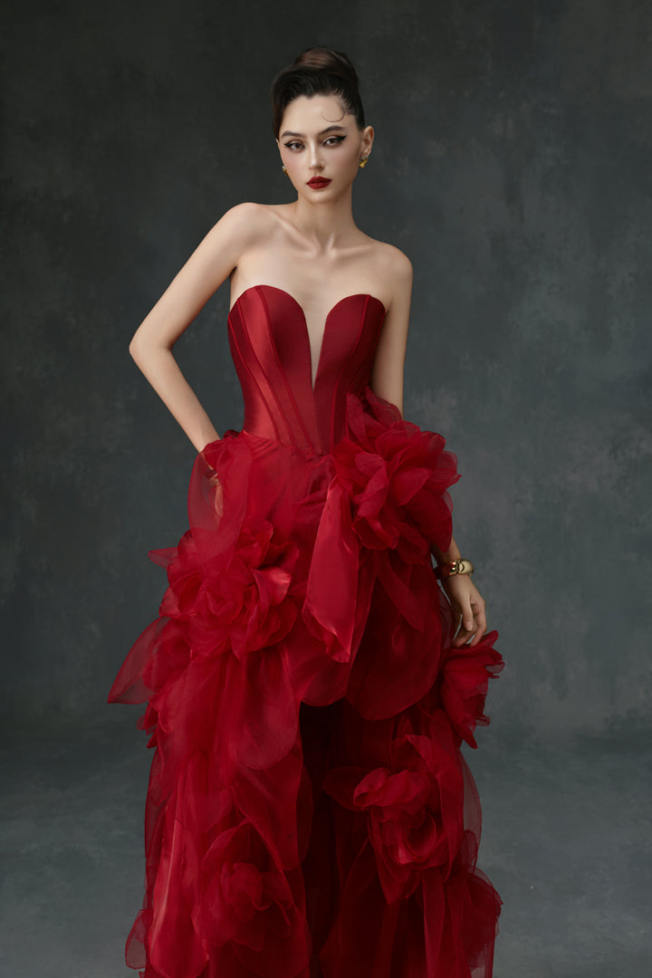 Kaela Ball Gown Applique Maxi Dress - MEAN BLVD