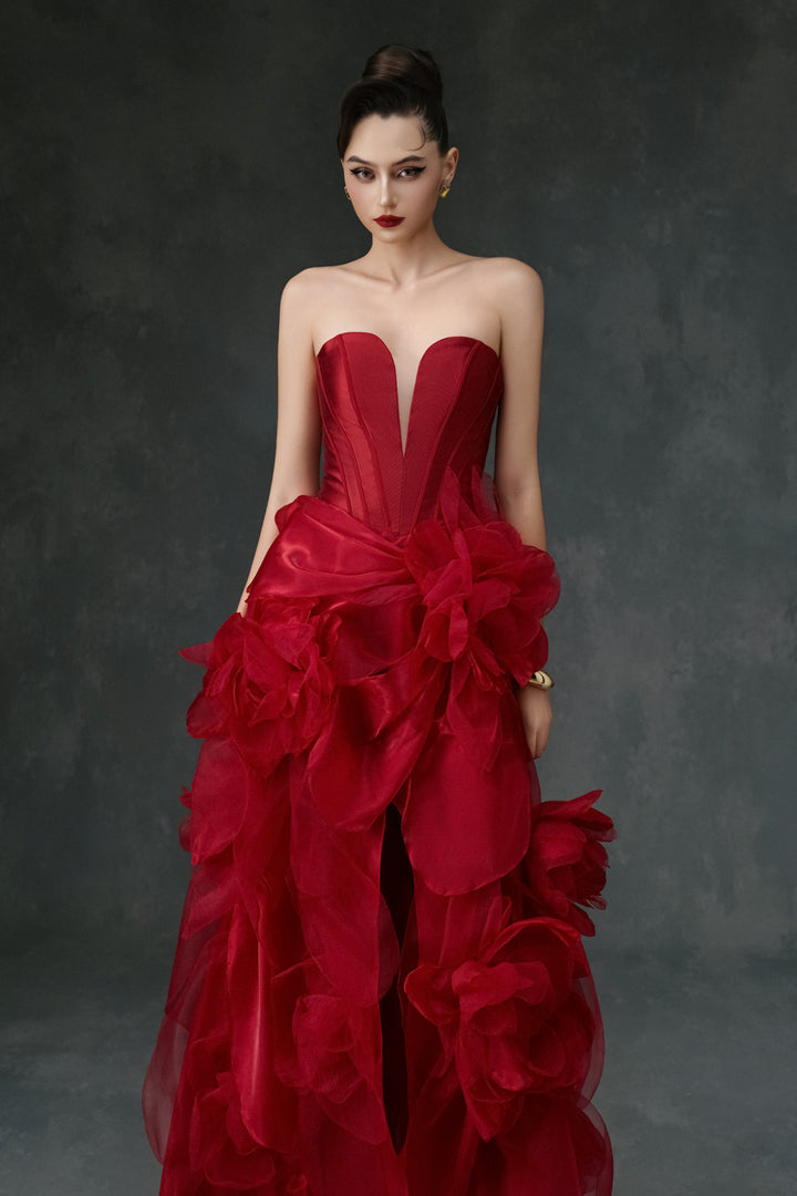 Kaela Ball Gown Applique Maxi Dress - MEAN BLVD