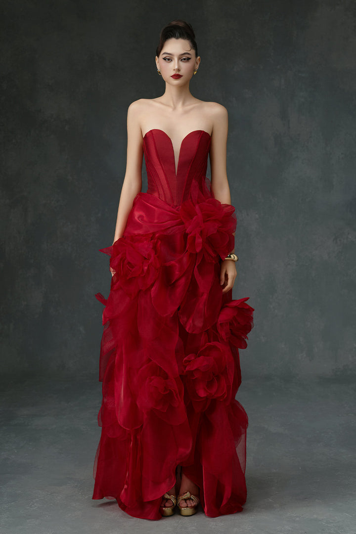 Kaela Ball Gown Applique Maxi Dress - MEAN BLVD