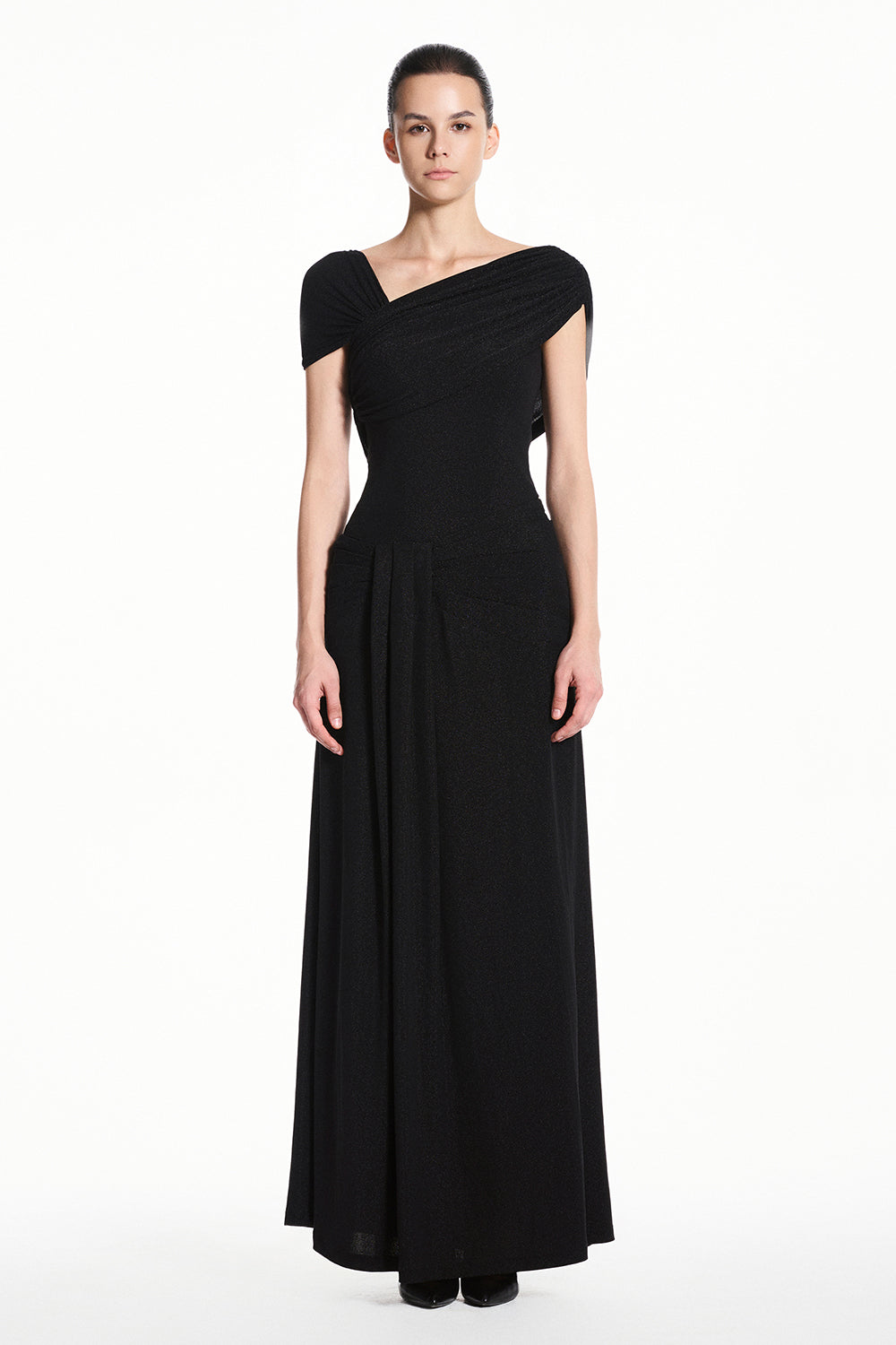 Kaia Asymmetric Neck Draped Maxi Dress - MEAN BLVD