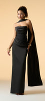 Muse Bandeau Draped Maxi Dress With Neck Scarf