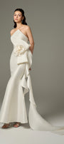 Isabella Acetate Bandeau Fishtail Gown With 3D Large Flower 4