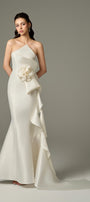 Isabella Acetate Bandeau Fishtail Gown With 3D Large Flower
