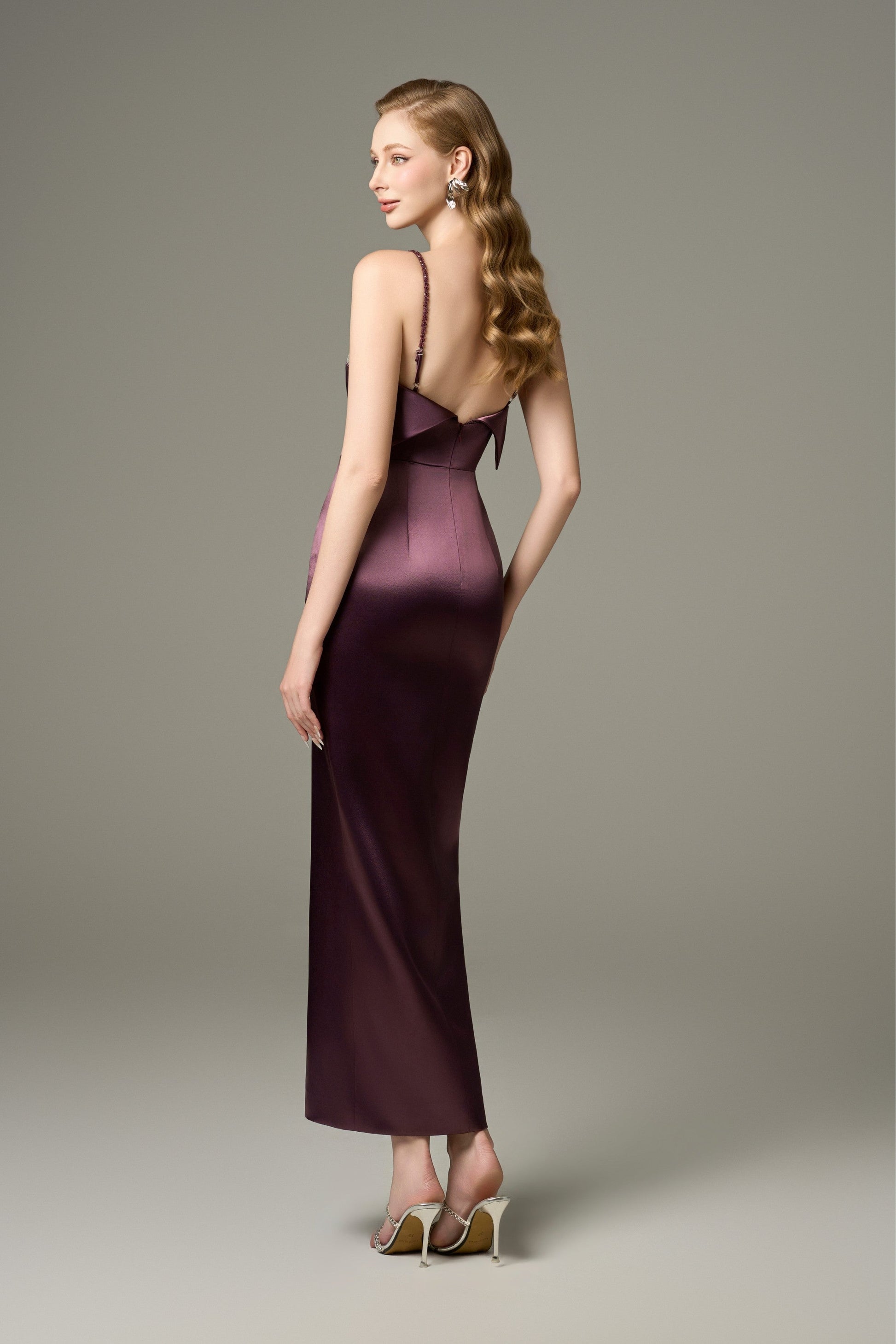 Diana Chest Embellished Bodycon Tencel Silk Maxi Dress 2