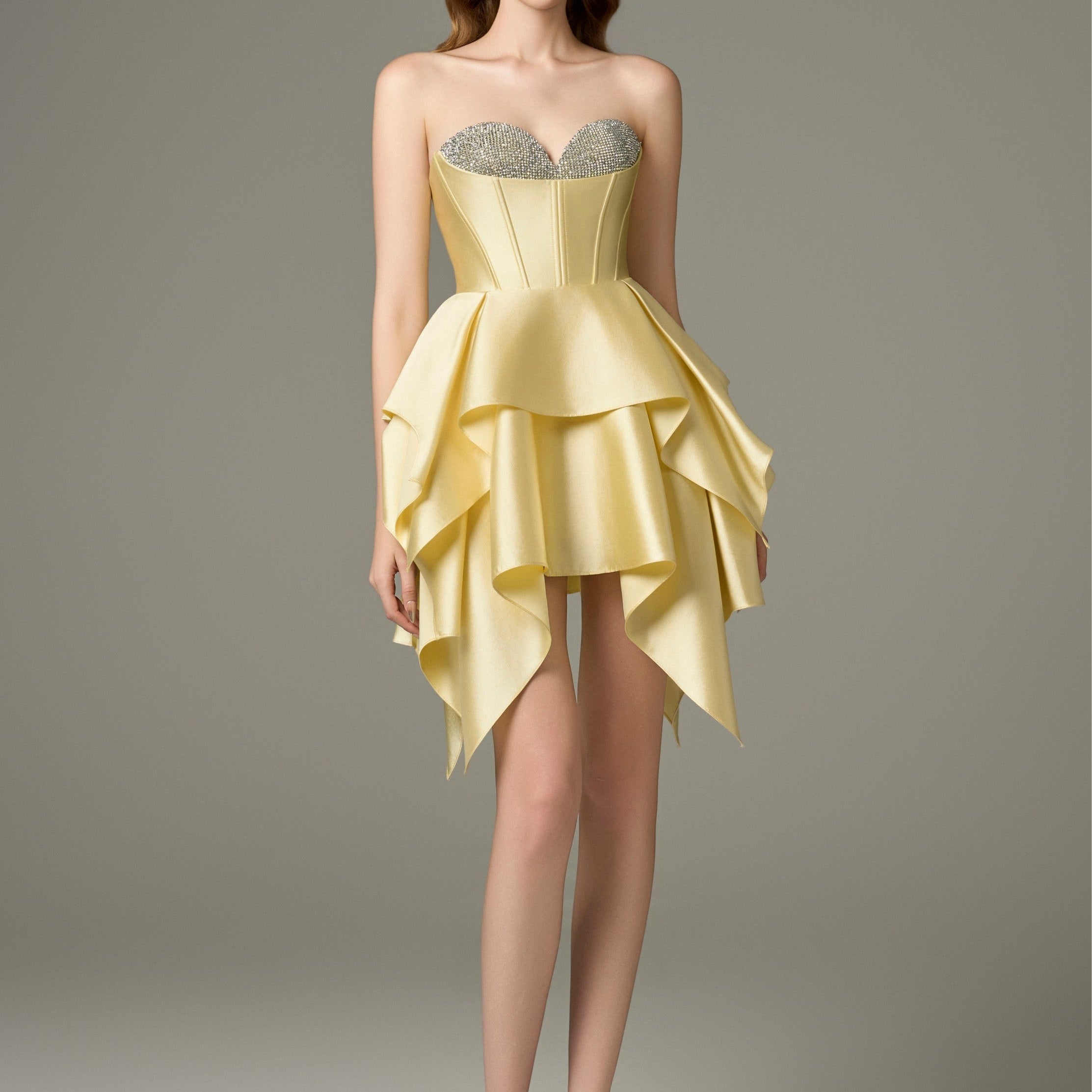 Soleil Layered Hem Bustier Corset Mini Dress