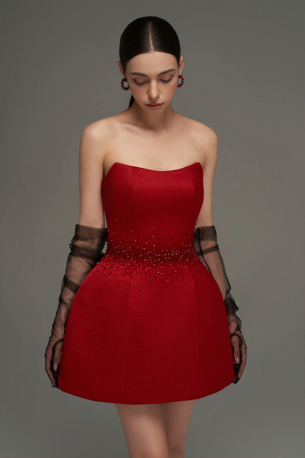 Women's Kaliyah Sleeveless Rhinestone Mini Dress XS/S/M/L/XL/XXL/Customize Deep  Red MEAN BLVD