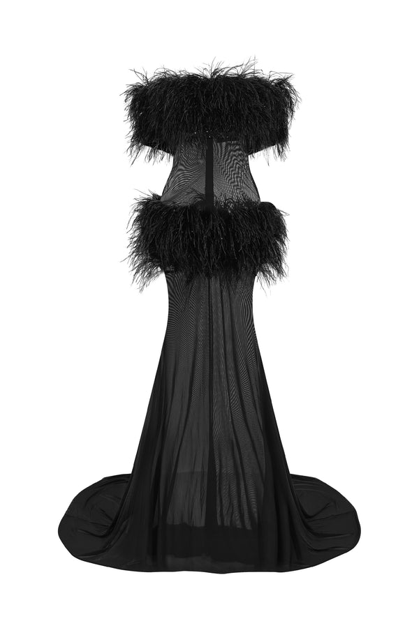 Kassidy Mermaid Feather Maxi Dress - MEAN BLVD