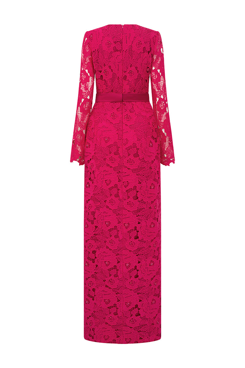 Women's Kennedi Long Sleeve Lace Maxi Dress XS/S/M/L/XL/XXL/Customize Fuchsia Pink/Black/Fiery Red/Ivory/Mustard Yellow/Shell Pink/Green MEAN BLVD Women's Kennedi Long Sleeve Lace Maxi Dress XS/S/M/L/XL/XXL/Customize Fuchsia Pink/Black/Fiery Red/Ivory/Mustard Yellow/Shell Pink/Green MEAN BLVD