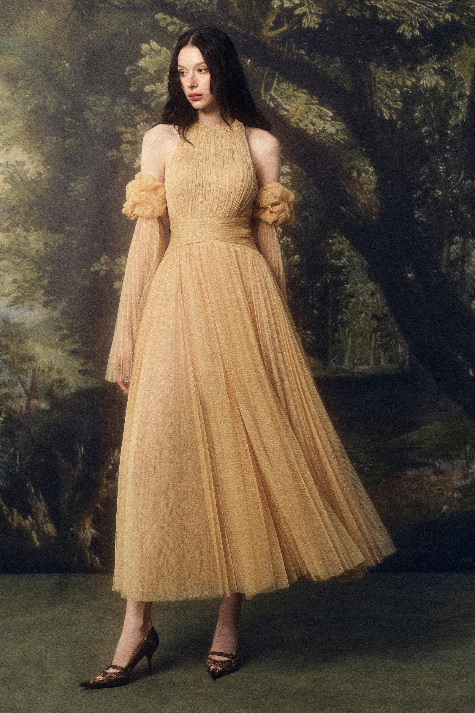 Heliora Cold Shoulder Sleeve Midi Dress