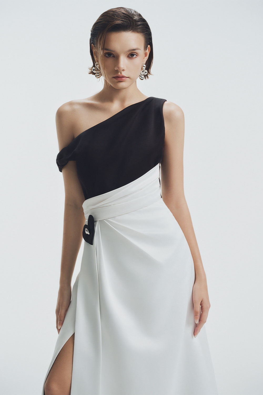 Linden A-line Side Slit Chiffon Maxi Dress