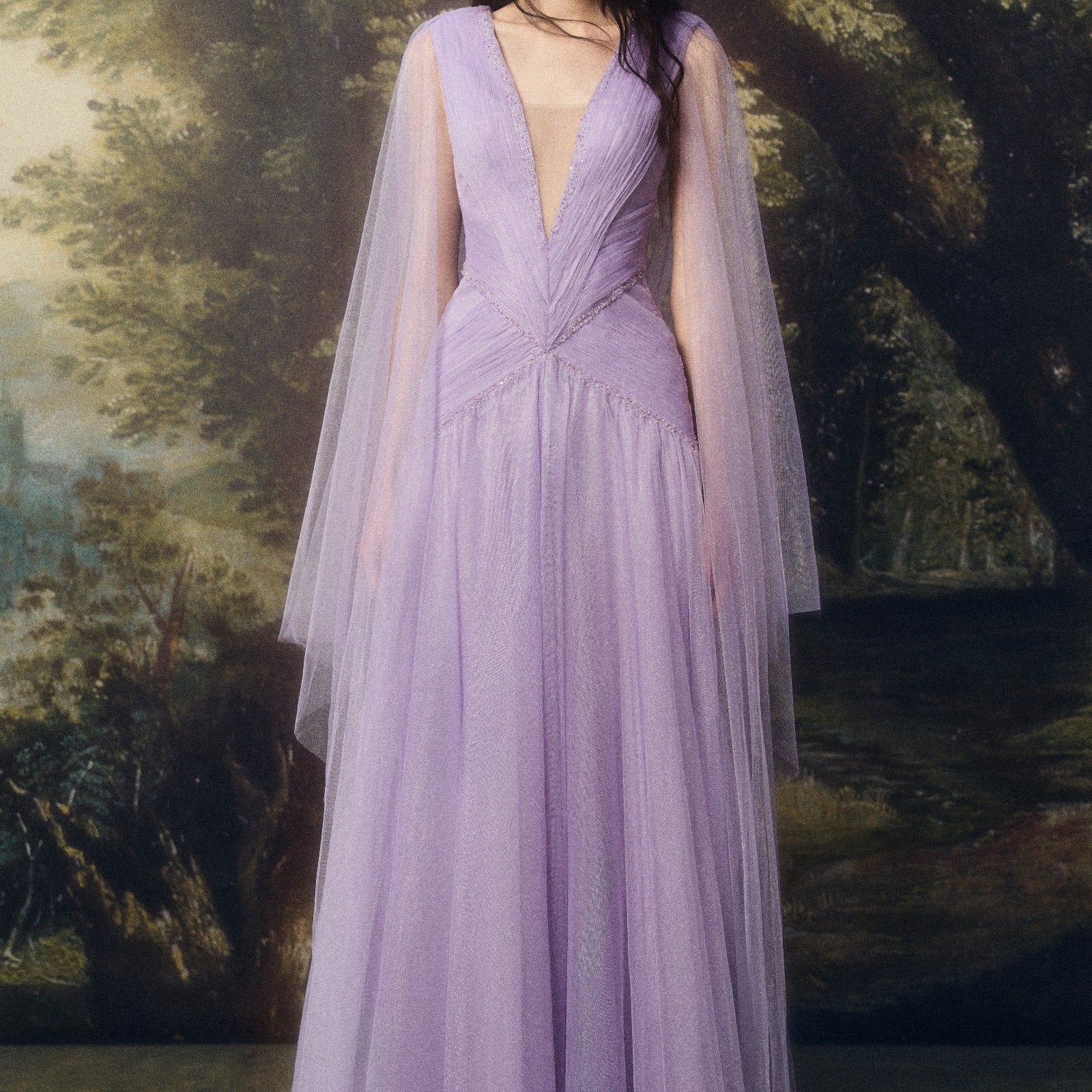 Papilia Cape Sleeve Maxi Dress