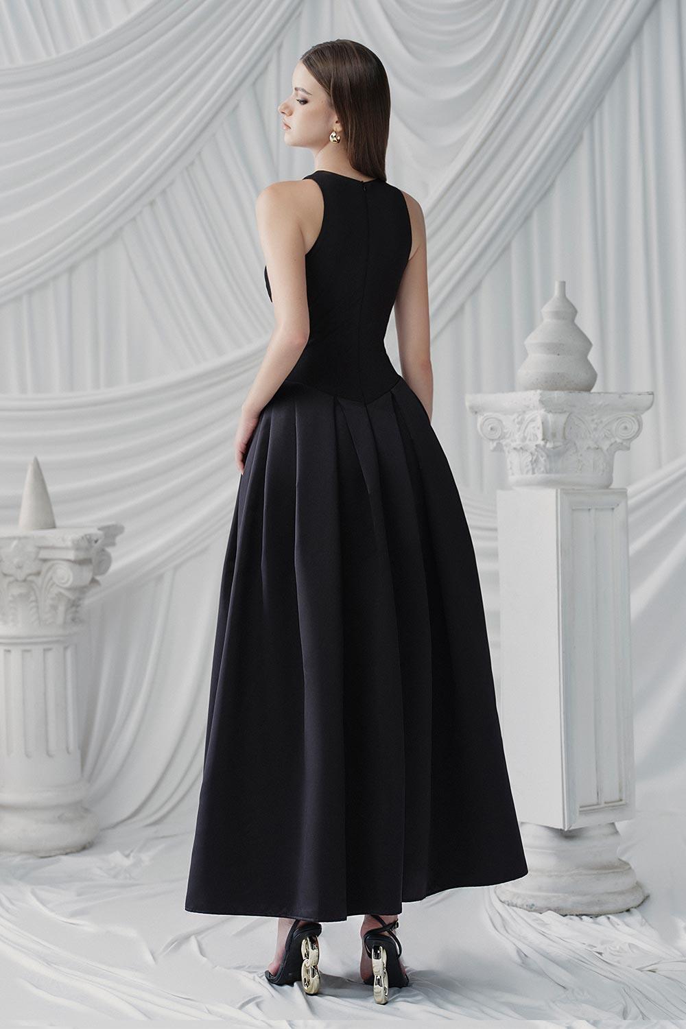 Trixie A-line Cold Shoulder Sleeved Cotton Jersey Ankle Length Dress