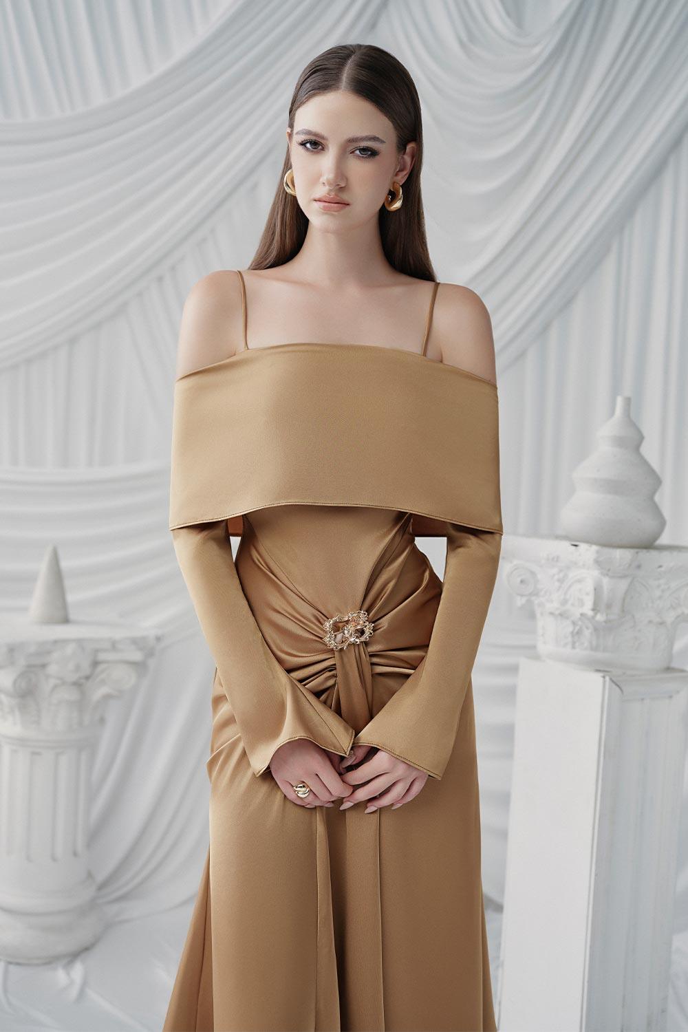 Carmel Sarong Square Neck Silk Ankle Length Dress