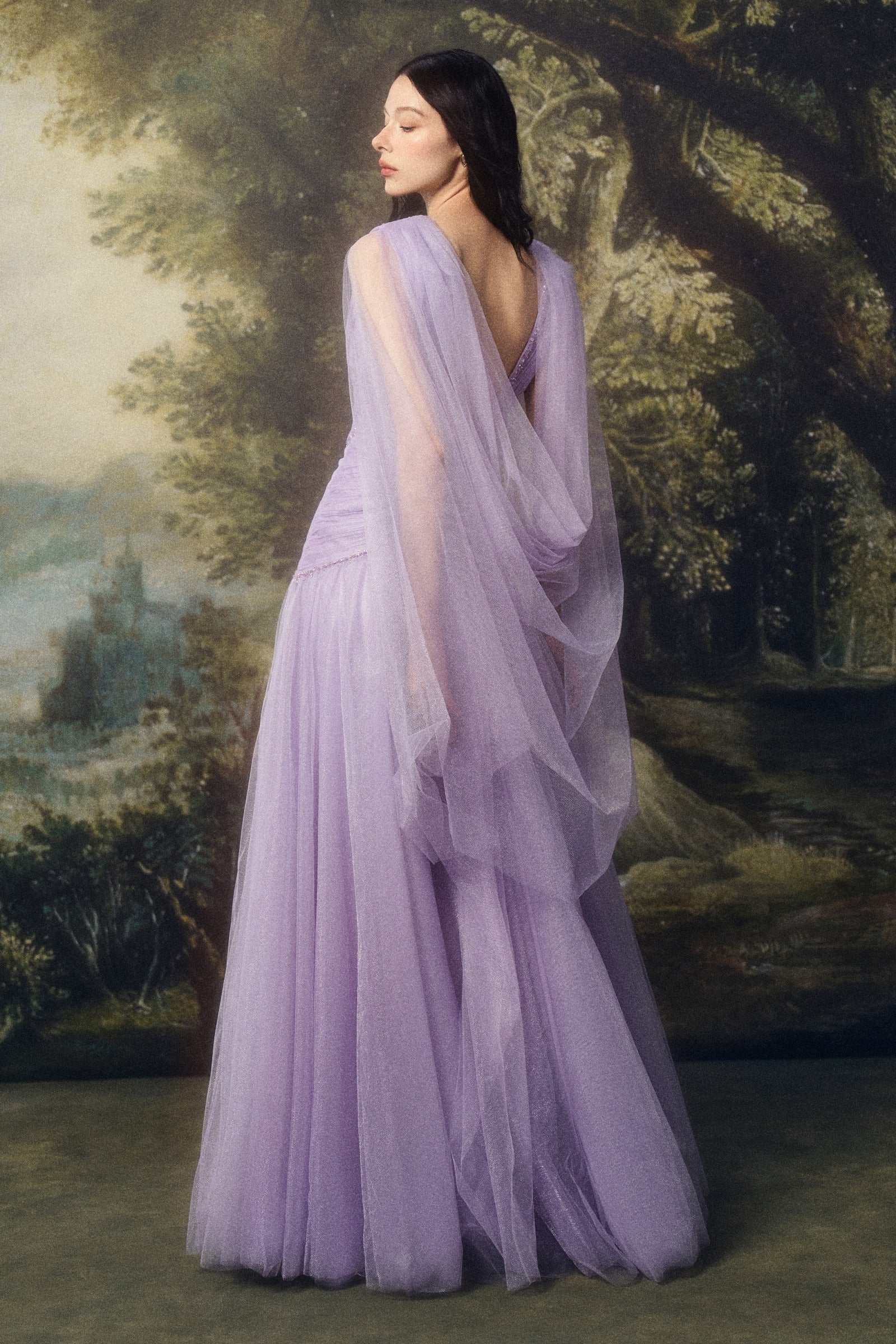 Papilia Cape Sleeve Maxi Dress