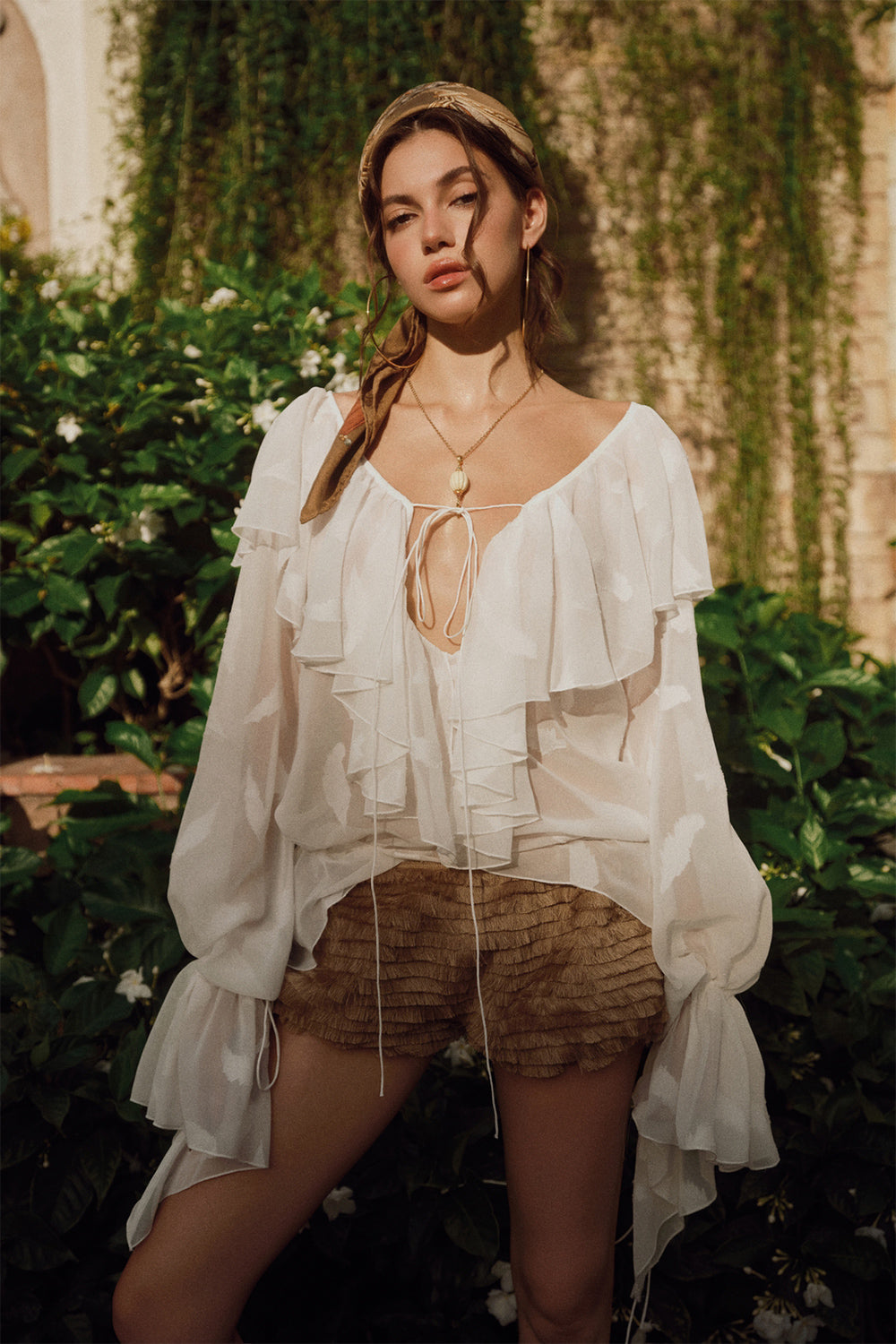 Nocciola Straight Layered Cotton Short Length Shorts