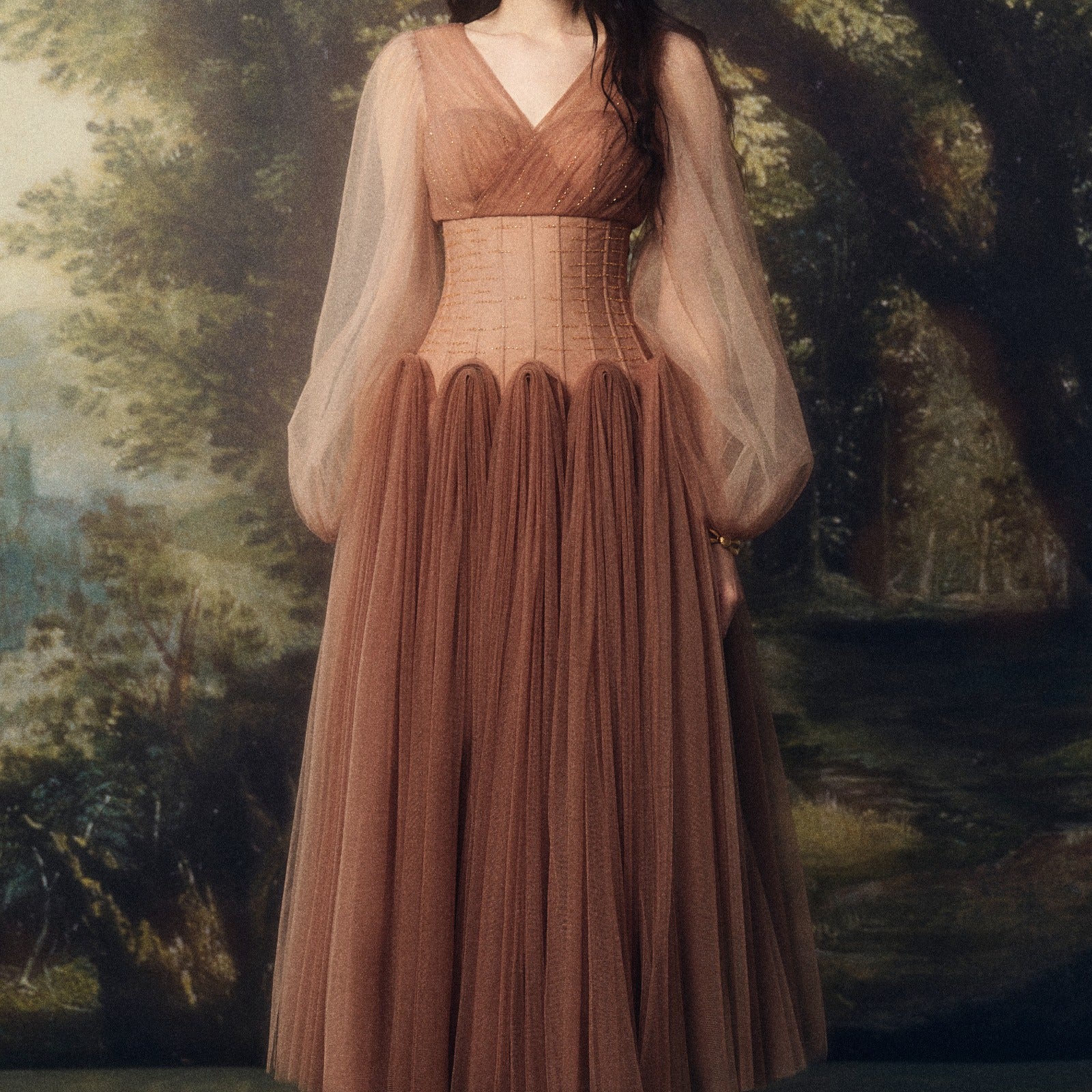 Sylvara Bishop Sleeve Midi Dress