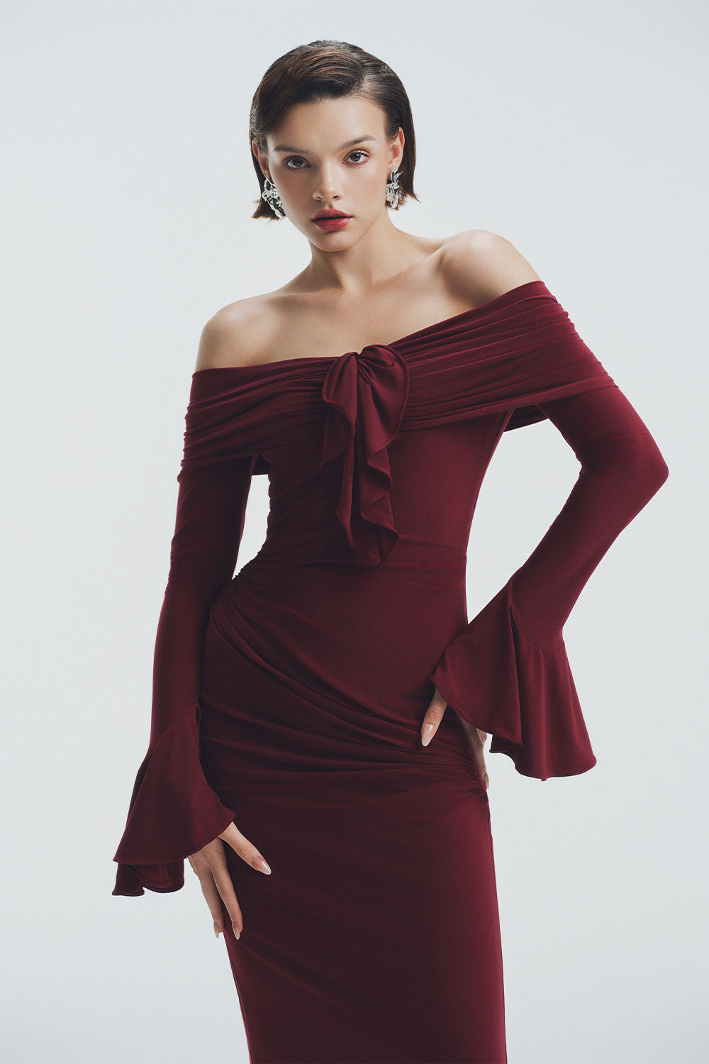 Glory Bodycon Off-Shoulder Spandex Ankle Length Dress