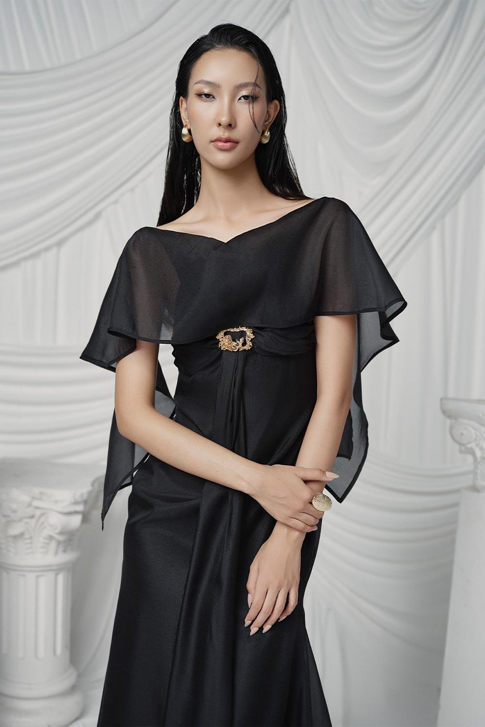 Hades A-line V-Neck Silk Ankle Length Dress