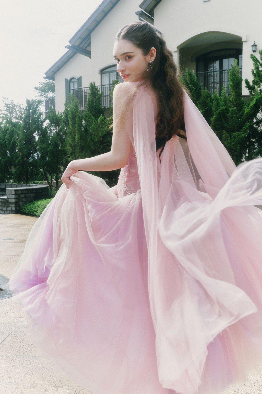 Roxie A-line Halter Neck Tulle Ankle Length Dress