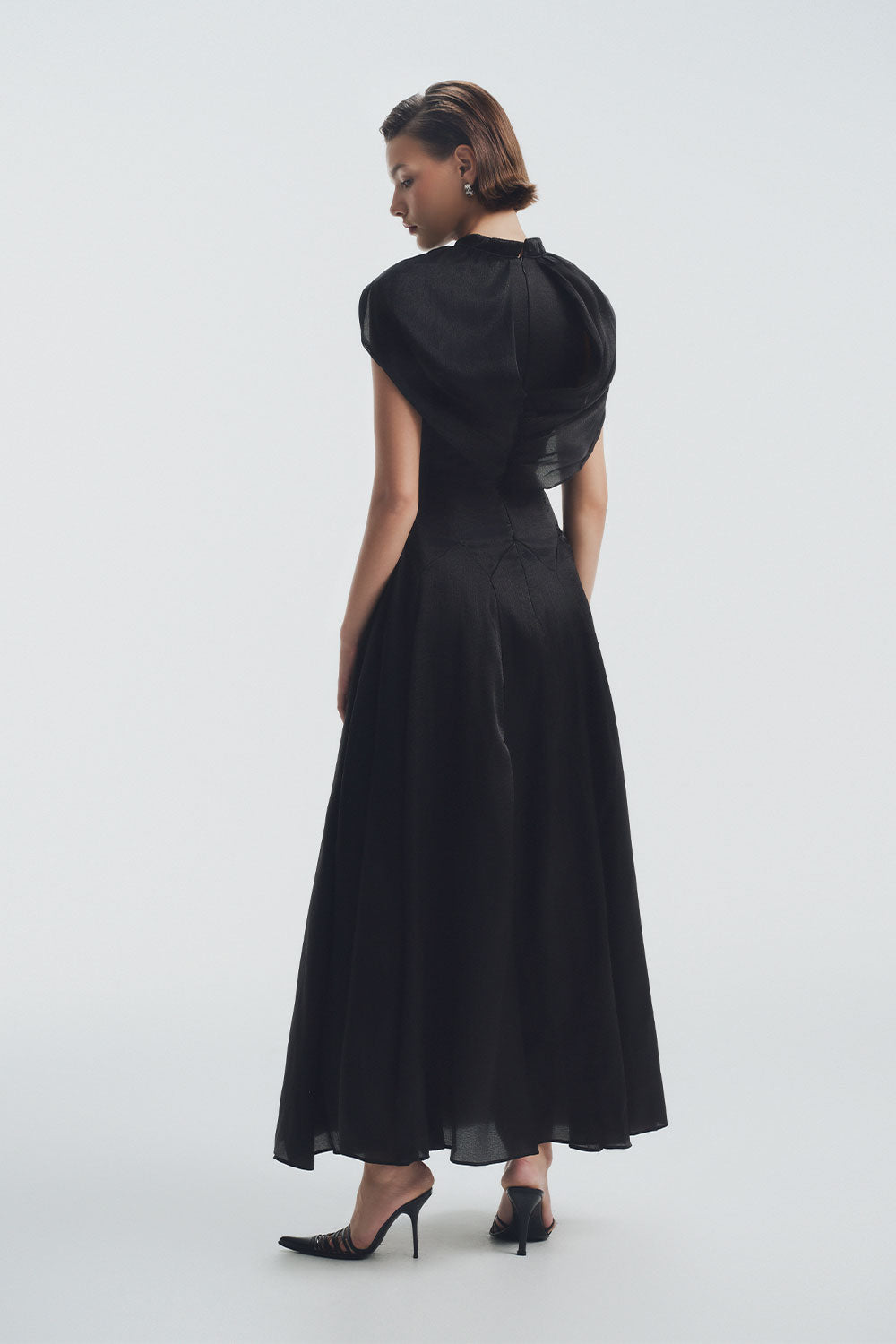 Alexandra A-line Cape Shoulder Polycotton Ankle Length Dress