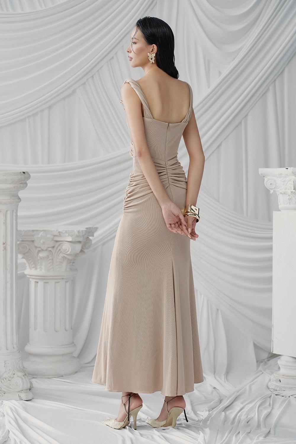 Majorie Sarong Twisted Spandex Ankle Length Dress