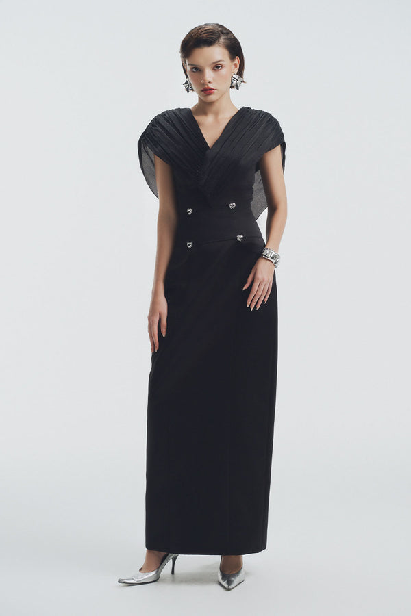 Victoria Sheath V-Neck Chiffon Ankle Length Dress