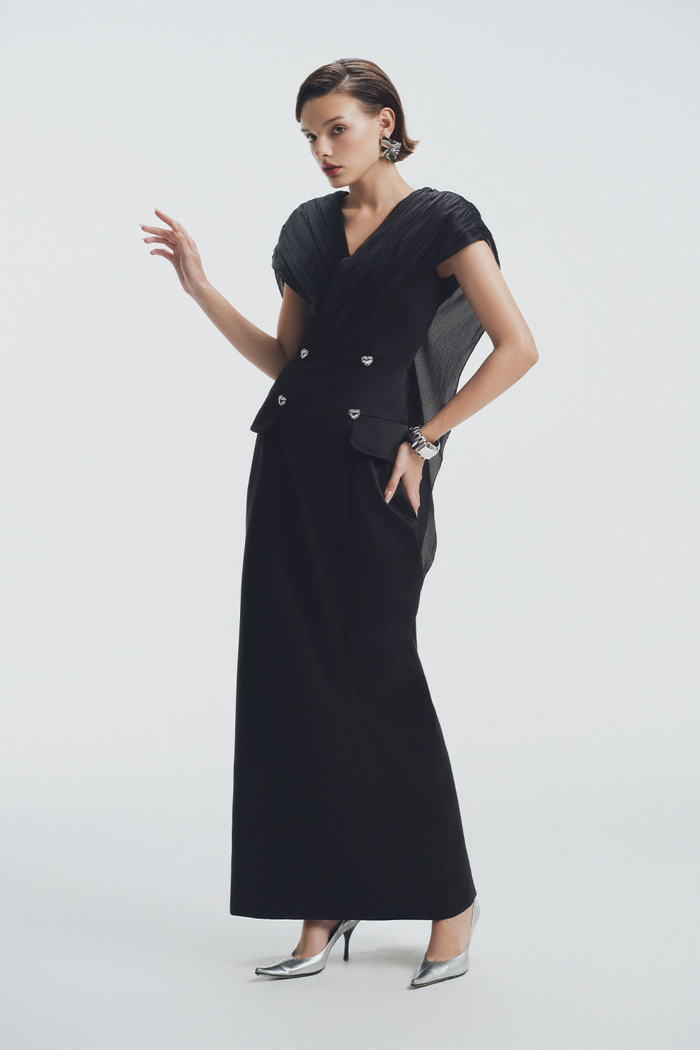 Victoria Sheath V-Neck Chiffon Ankle Length Dress