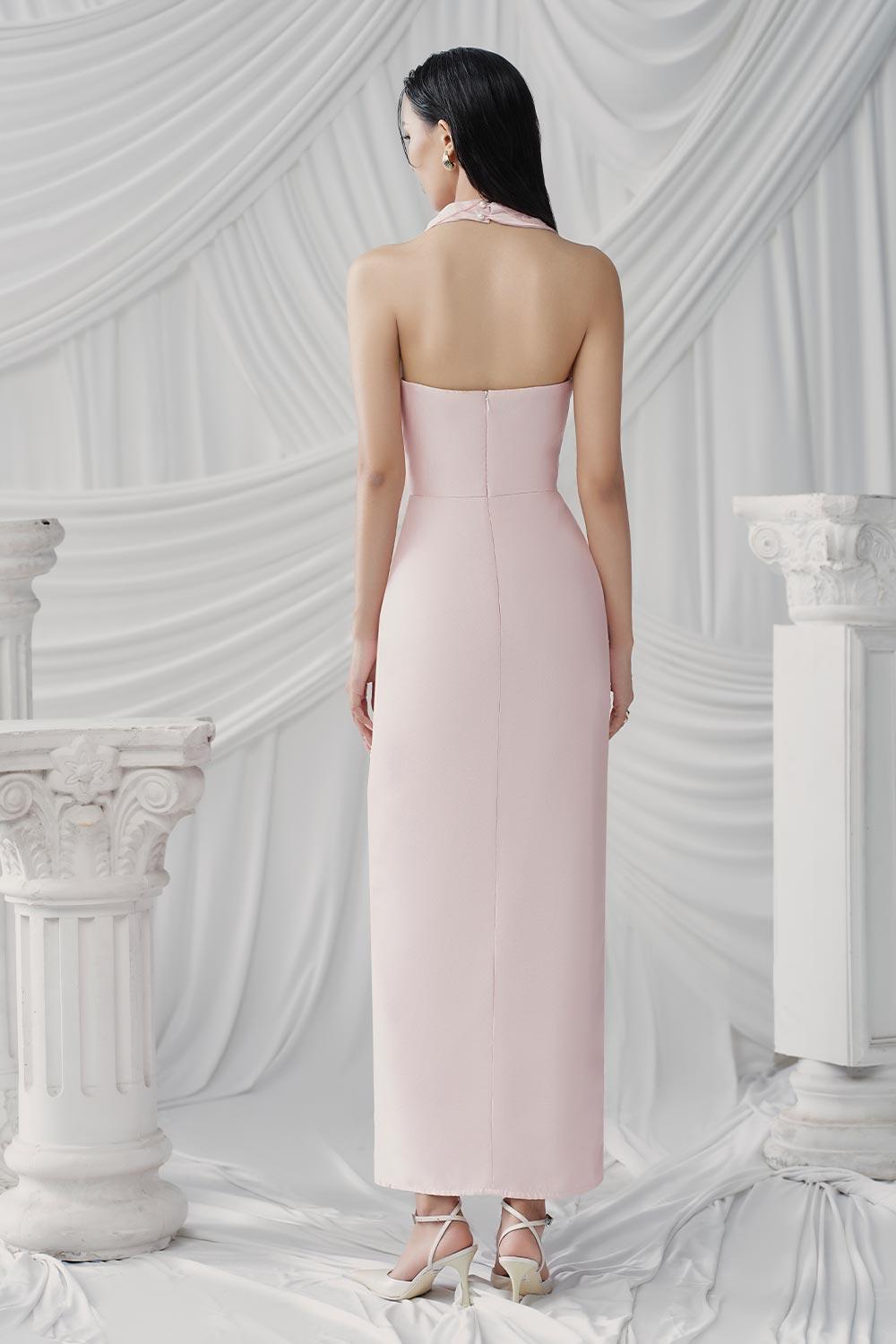 Women's Primrose Sarong Back Zipper Silk Organza Ankle Length Dress S/M/L/XL/Customize Pastel Pink MEAN BLVD Pastel Pink / M Women's Primrose Sarong Back Zipper Silk Organza Ankle Length Dress S/M/L/XL/Customize Pastel Pink MEAN BLVD Pastel Pink / M