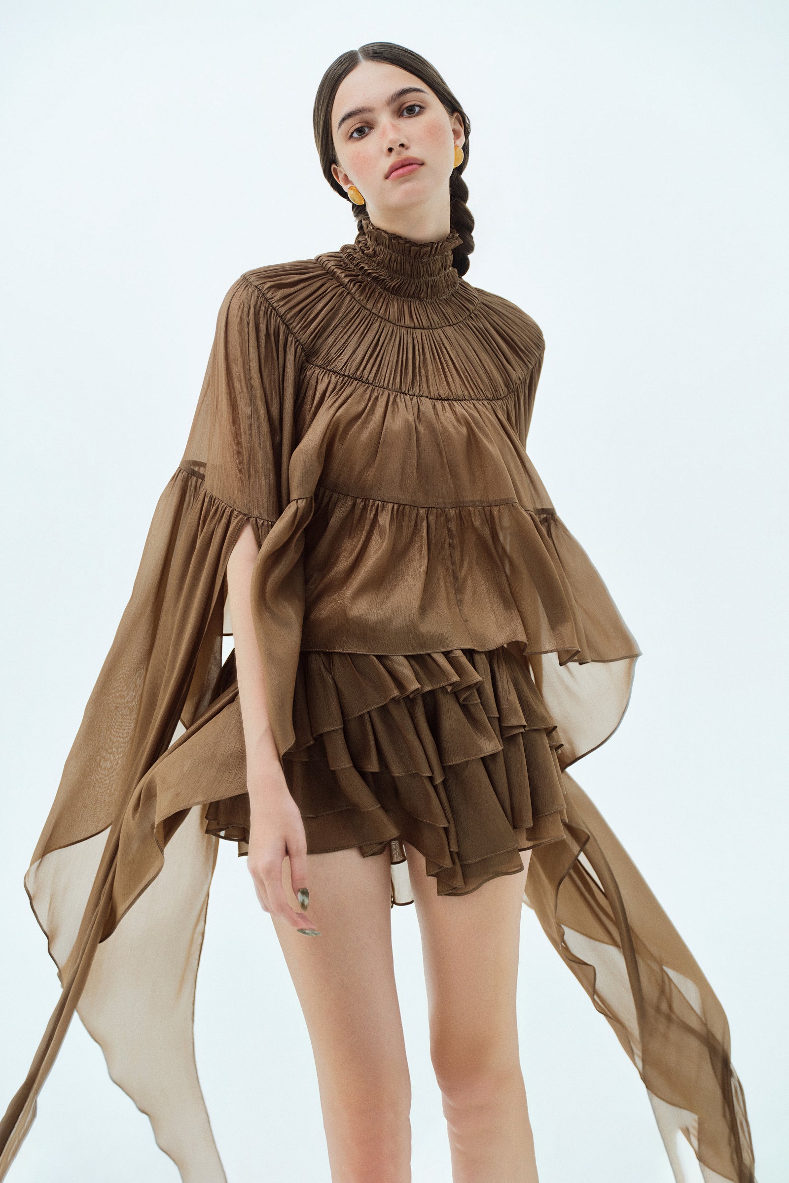 Canela Shirring Mini Dress