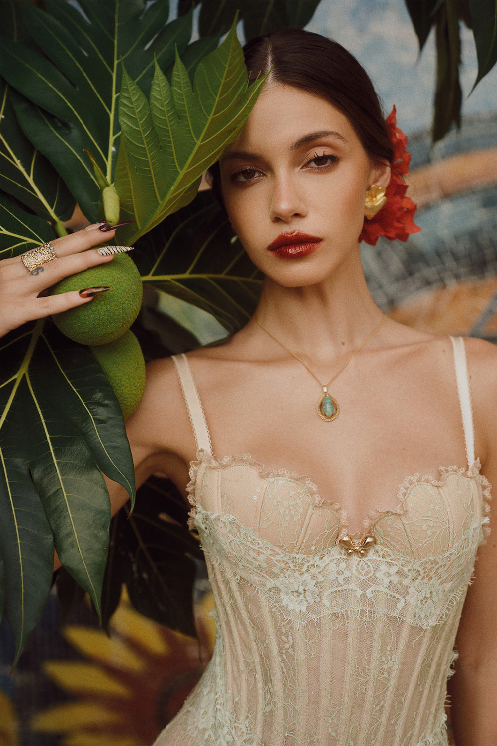 Valentina Sarong Corset Silk Lace Maxi Dress