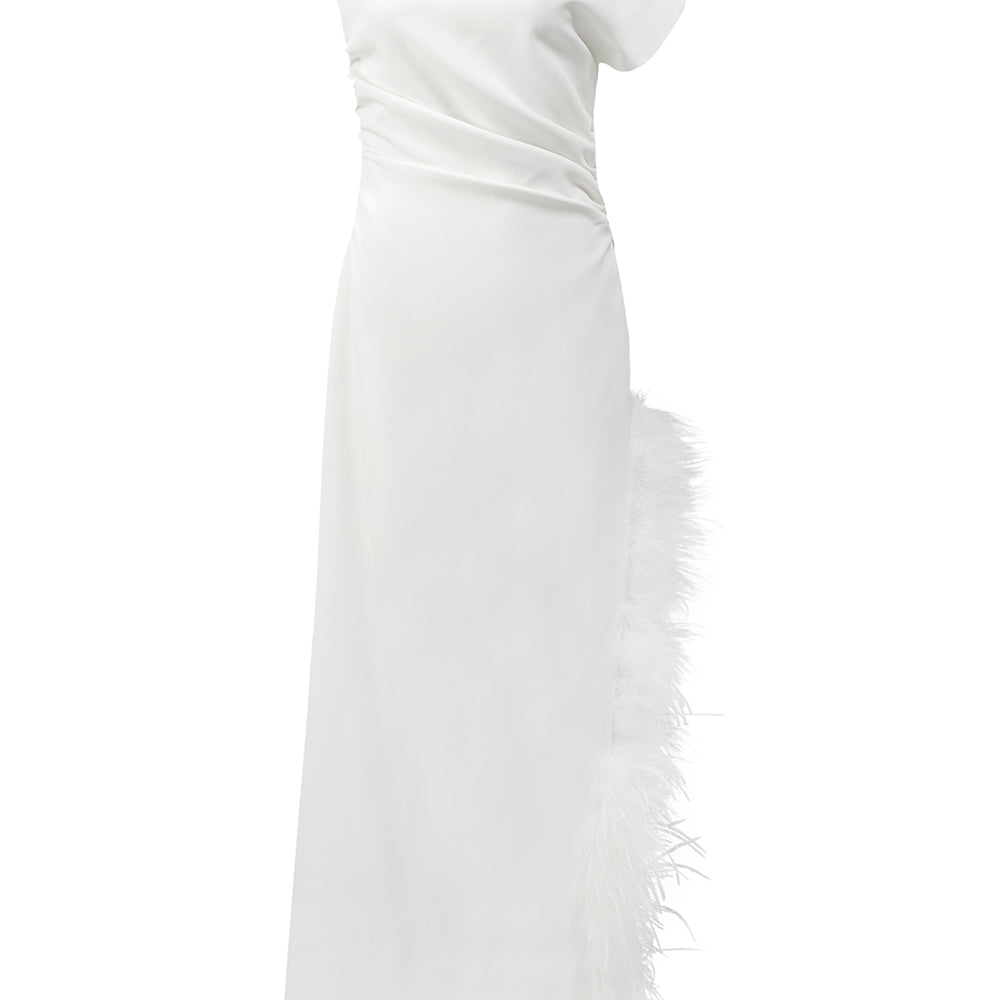La Feme Sheath Side Slit Cotton Blend Ankle Length Dress
