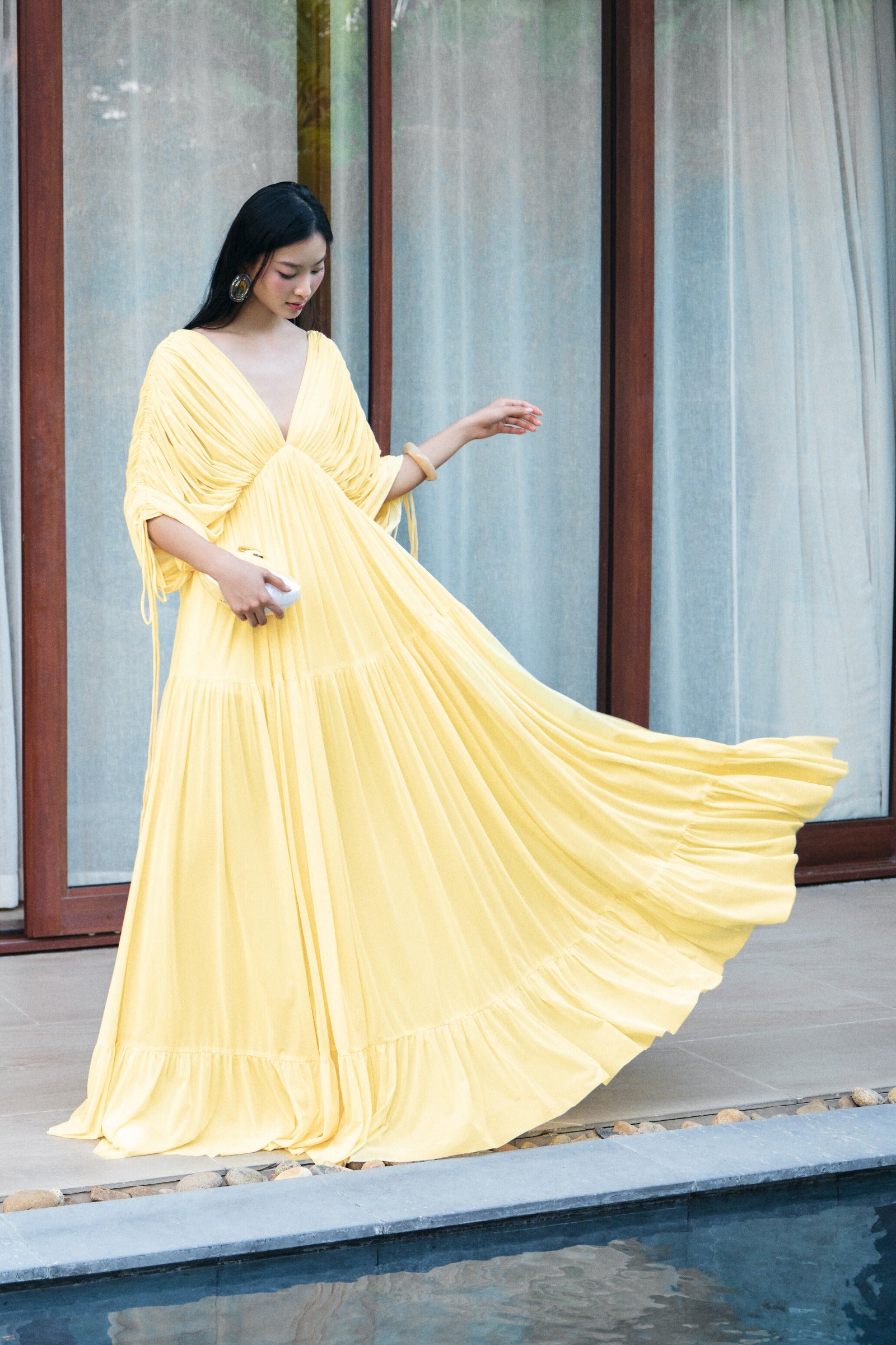 Alcyone Ruched Maxi Dress