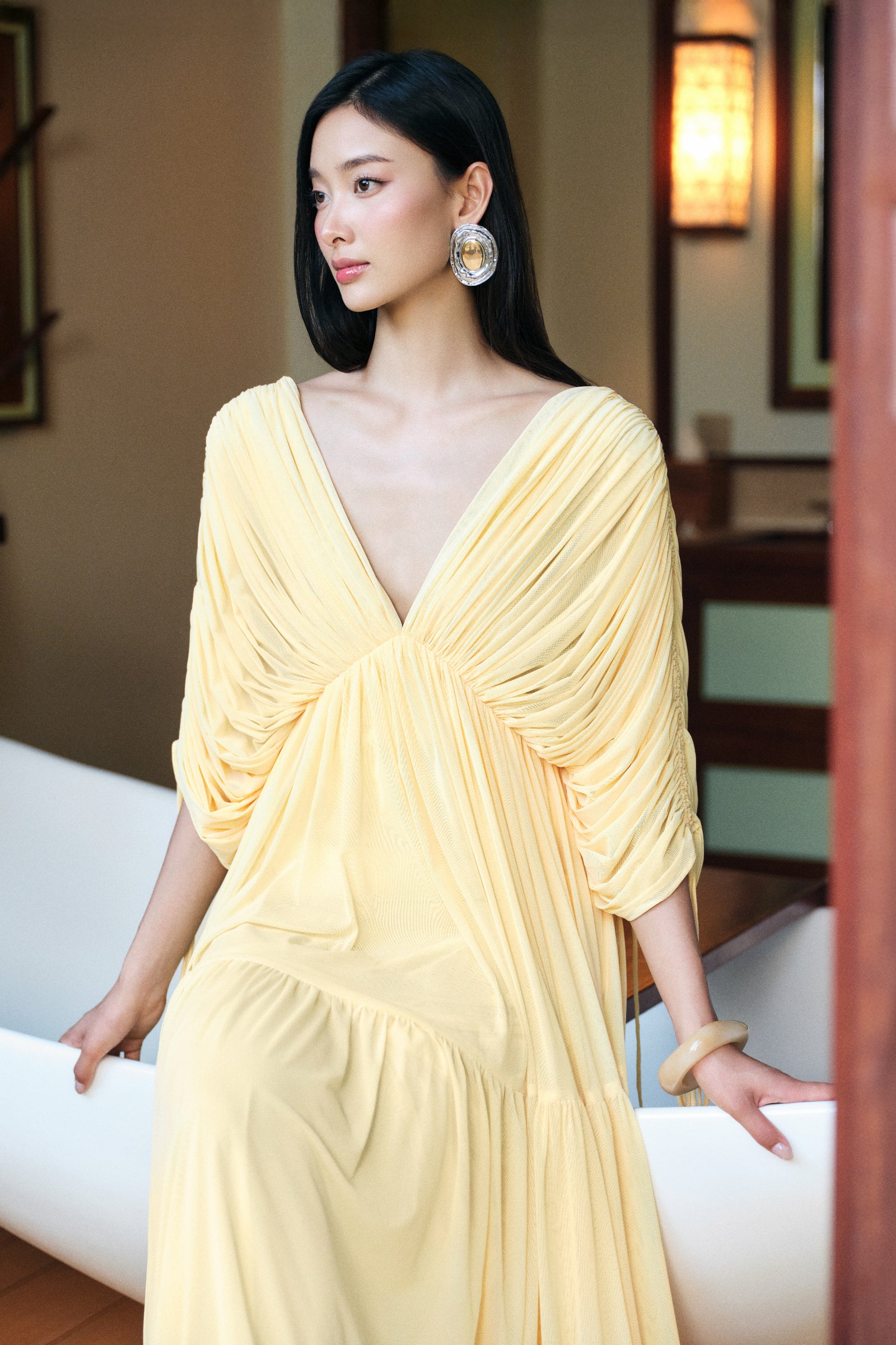 Alcyone Ruched Maxi Dress