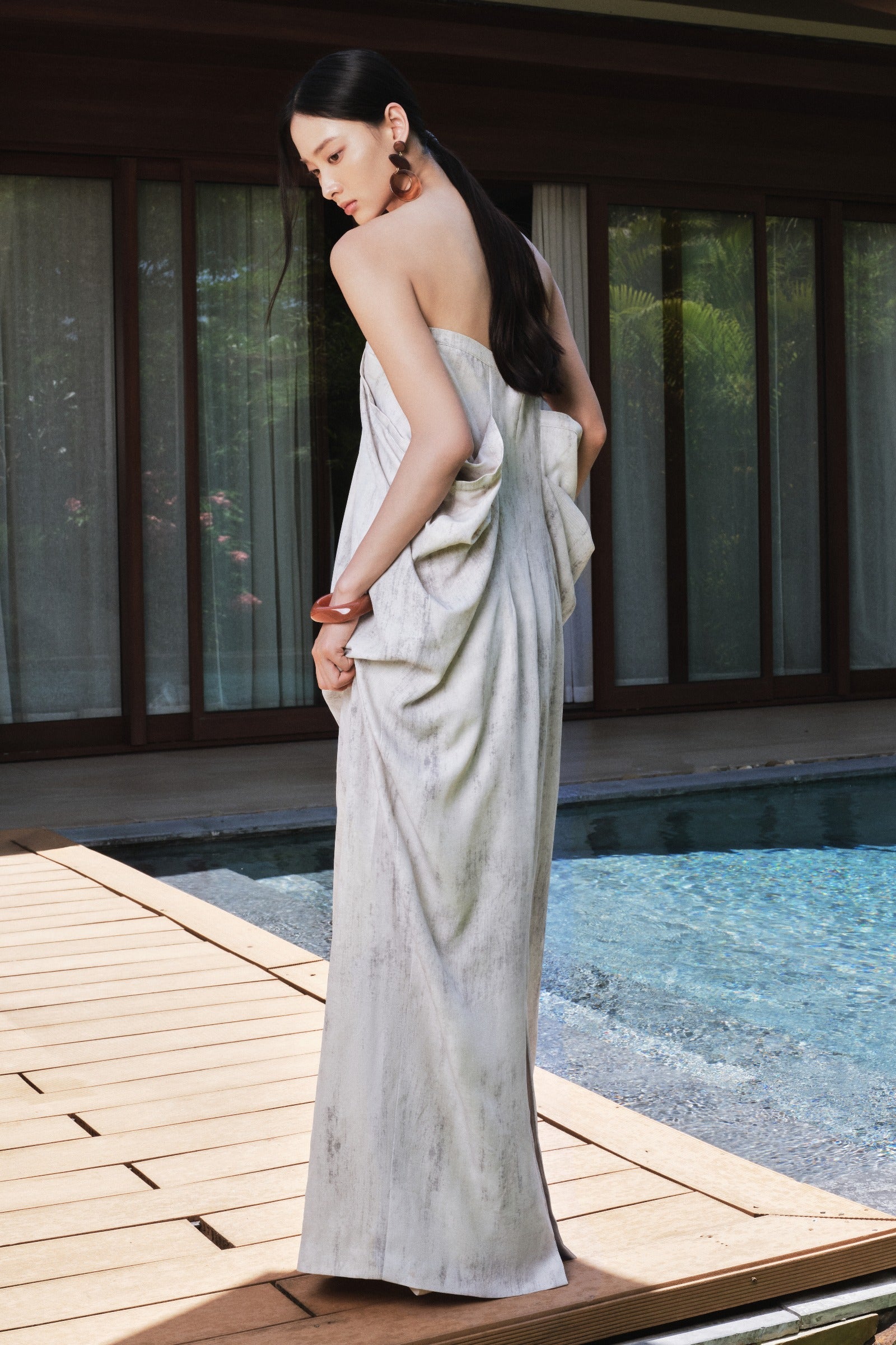Vein Draped Maxi Dress