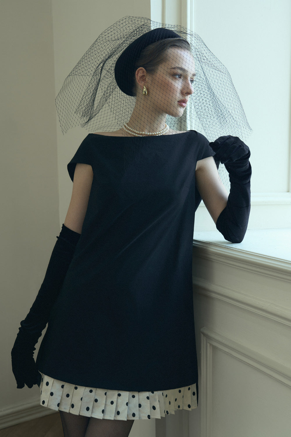 Nataly Babydoll Cape Shoulder Khaki Silk Mini Dress