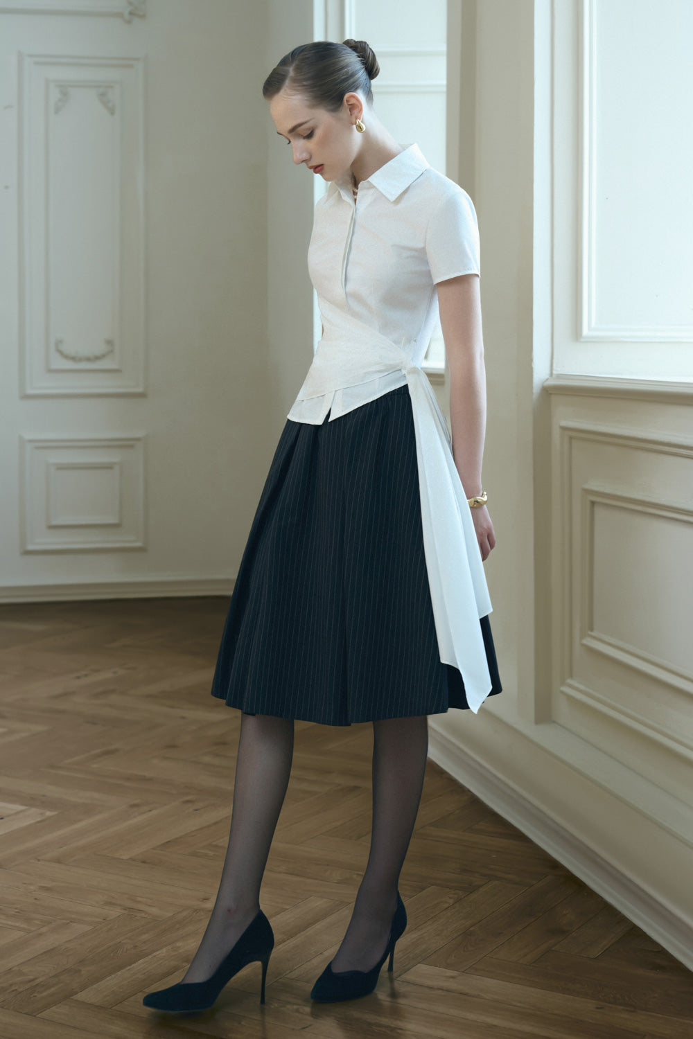 Opal Asymmetric Extended Flap Poplin Shirt