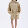 Clara Blouson Cuff Sleeved Khaki Silk Jacket