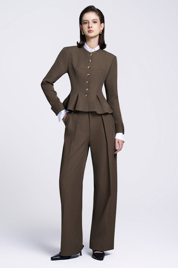 Colette Peplum V-Neck Twill Jacket