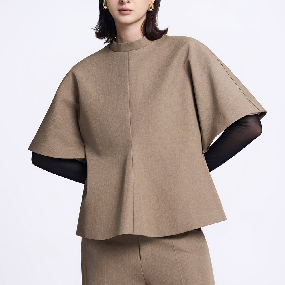 Mara Straight Wide Sleeved Twill Top