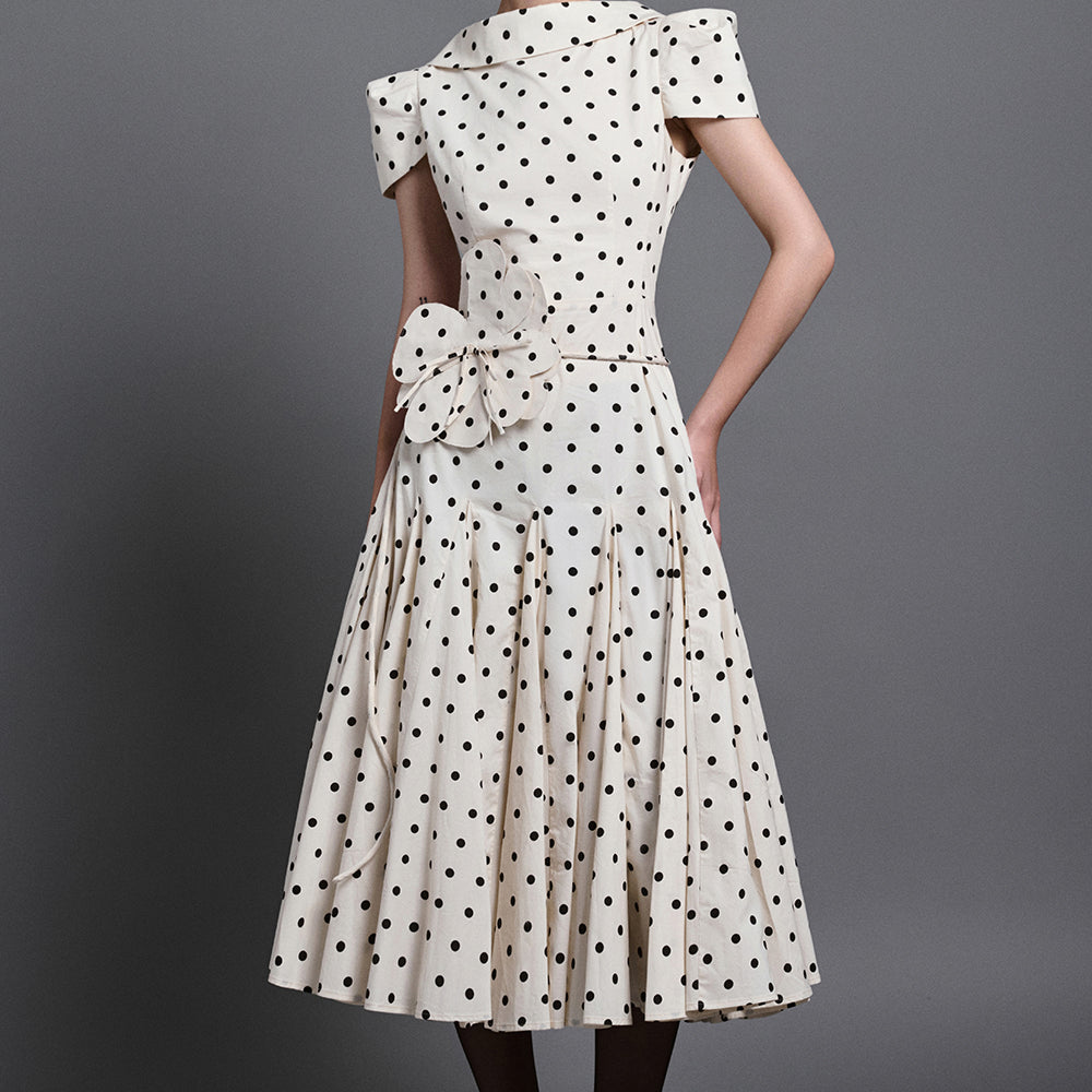 Tess A-line Boat Neck Polycotton Midi Dress