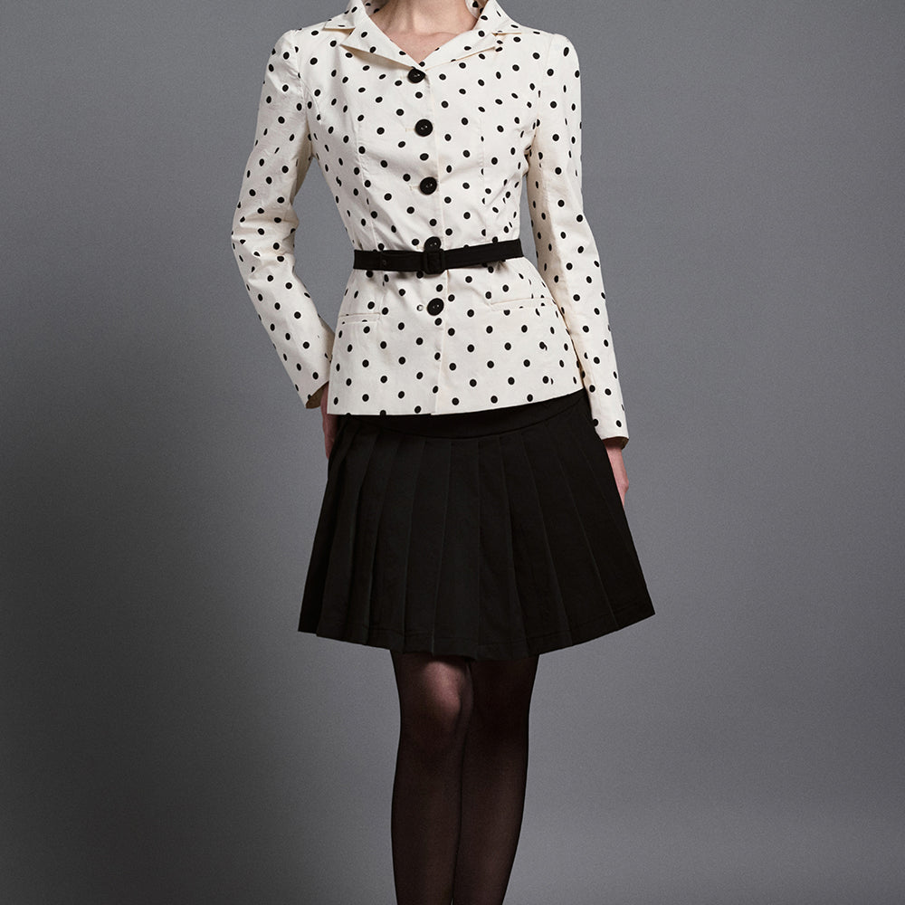 Rhea A-line Pleated Khaki Silk Knee-length Skirt