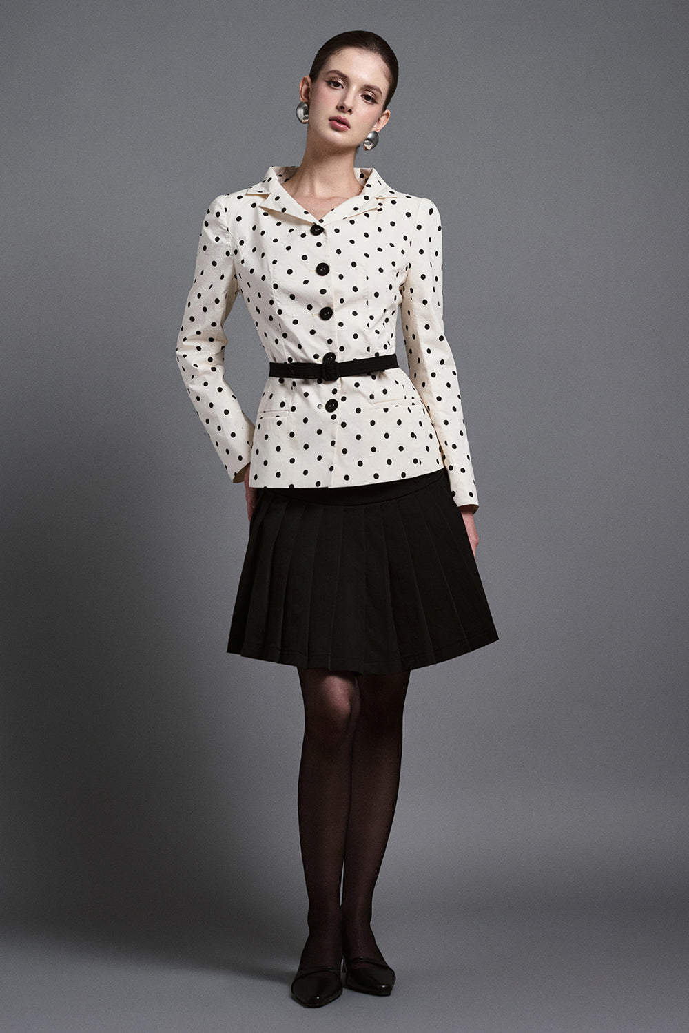 Rhea Peplum V-Neck Silk Cotton Blend Jacket