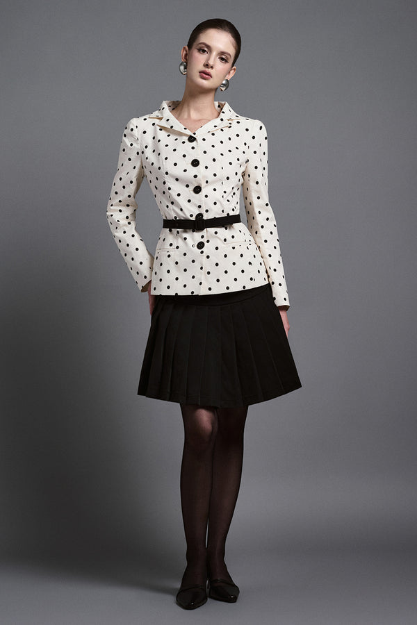 Rhea Peplum V-Neck Silk Cotton Blend Jacket