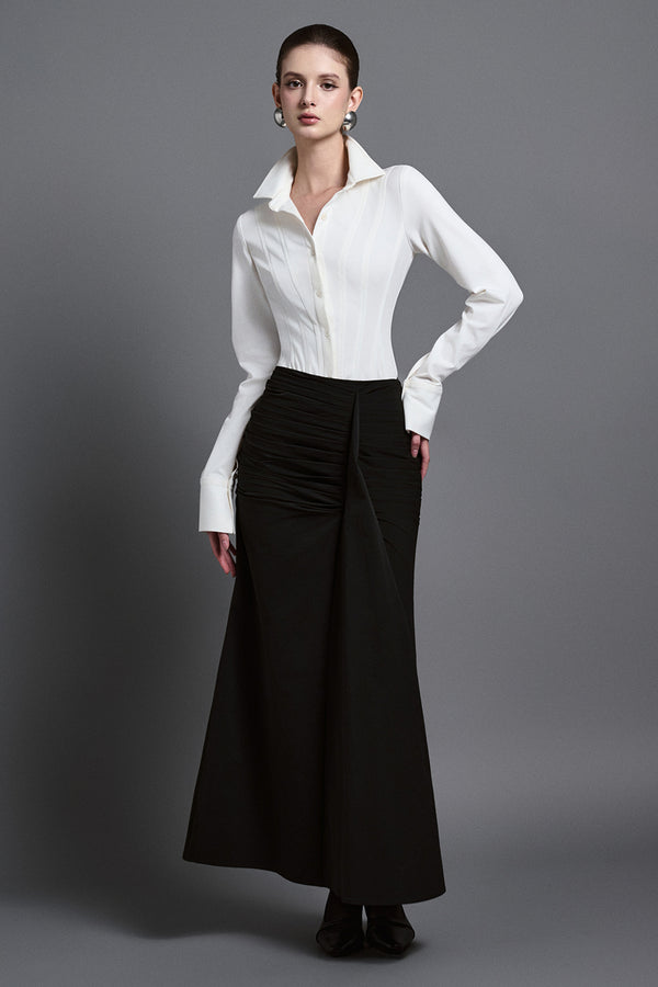 Seren Bodycon Collared Neck Crepe Shirt
