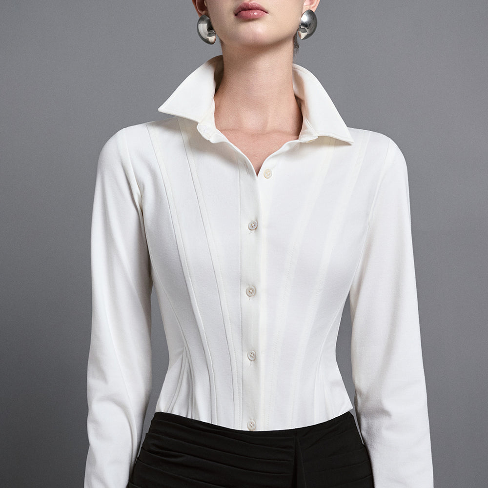 Seren Bodycon Collared Neck Crepe Shirt
