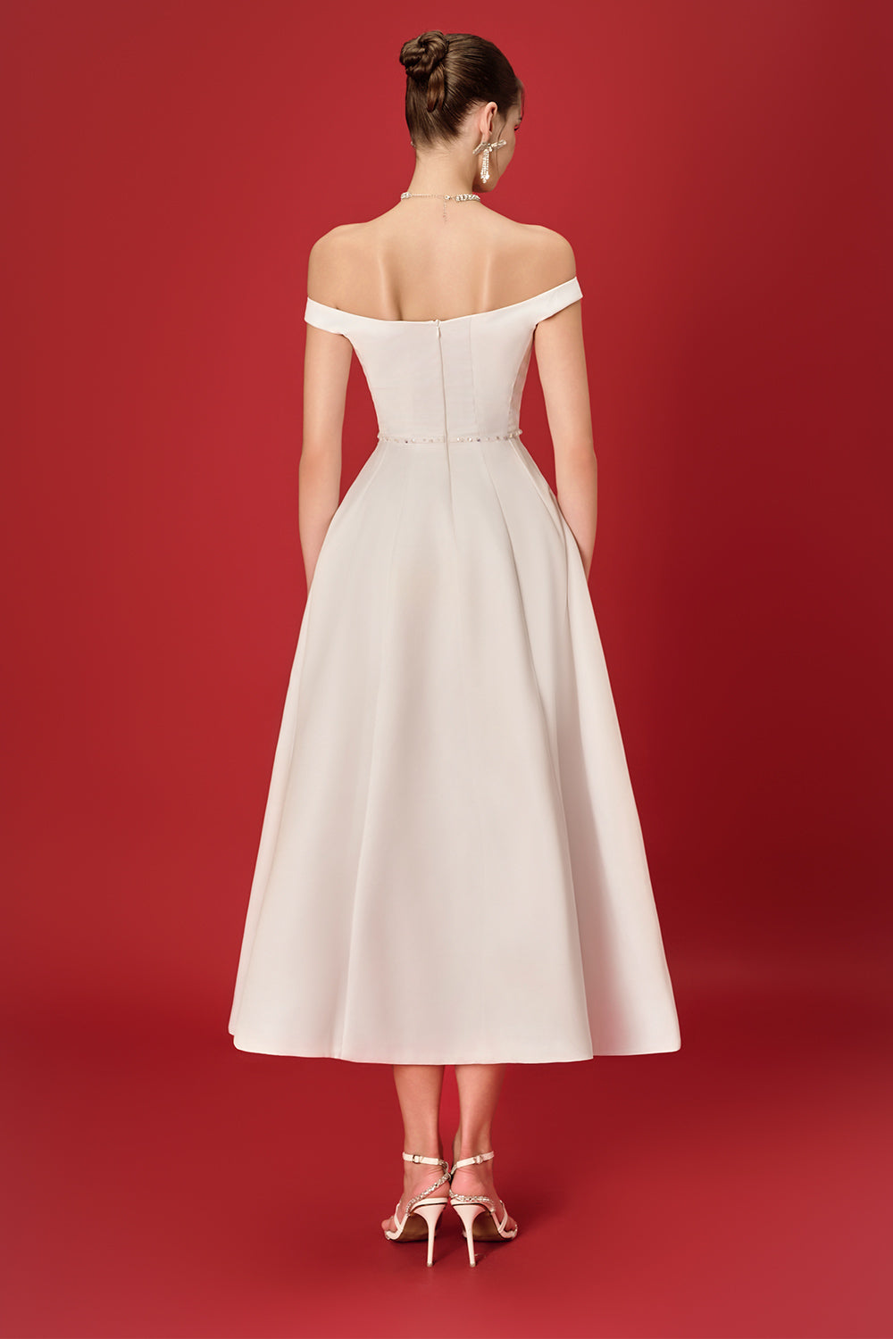 Lavina A-line Off-Shoulder Taffeta Midi Dress